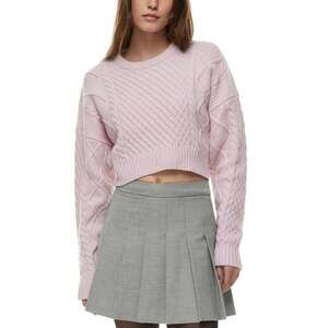 Aritzia Sunday Best Peggy Cable Knit Cropped Sweater Pink Size Small Merino Wool